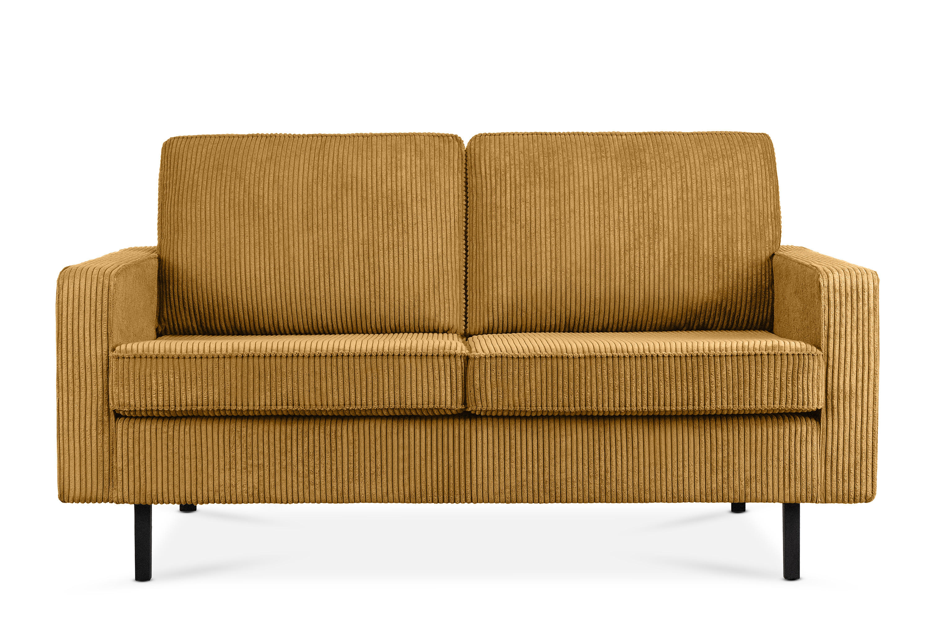 2-SITZER-SOFA INVIA Klassische-Stil mit Armlehnen, Feinkord-Stoff, Gelb - Gelb/Schwarz, Textil (164/87/98cm) - KONSIMO®