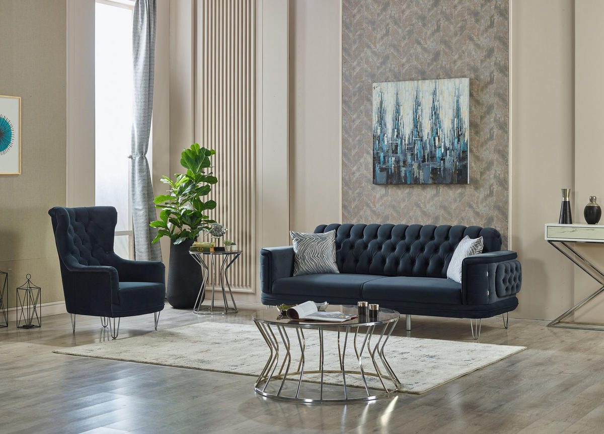 SITZGARNITUR Carlo Anthrazit Stellvariante:3+1 - Anthrazit, Holz (230/85/95cm) - Villa Möbel