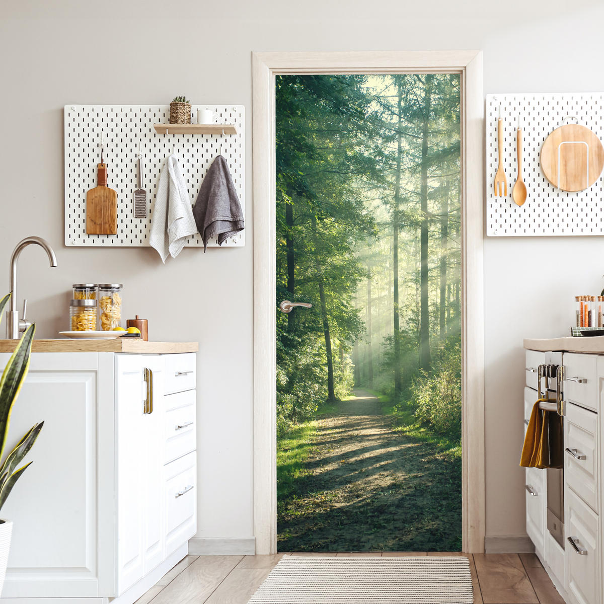 NALJEPNICA ZA VRATA Šuma 90x205 cm - šumsko zelena, plastika (90/0.1cm) - MuchoWow