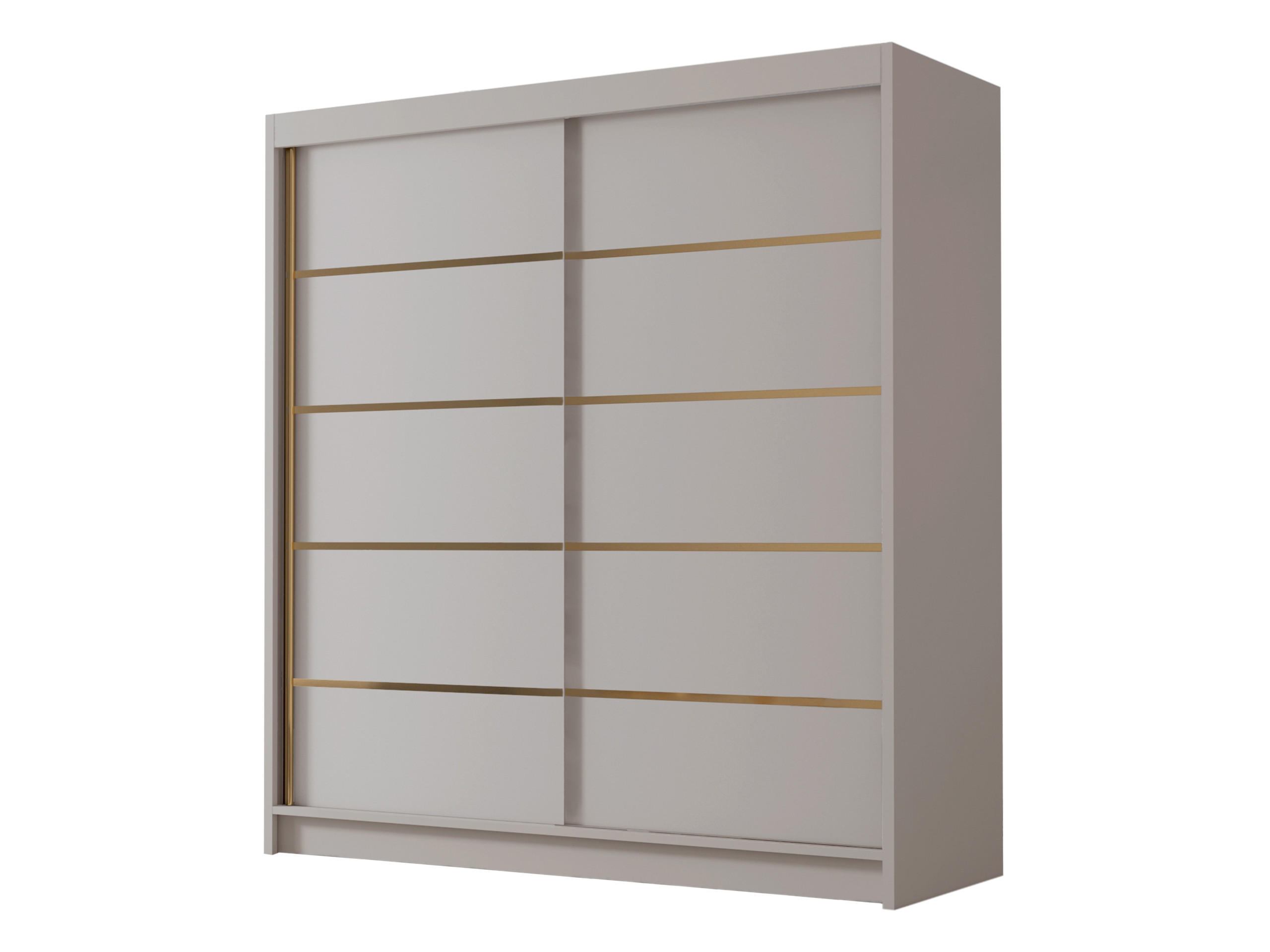 SCHIEBETÜRENSCHRANK Bali IV - Goldfarben/Naturfarben, Holzwerkstoff/Metall (180/215/58cm) - MIRJAN24
