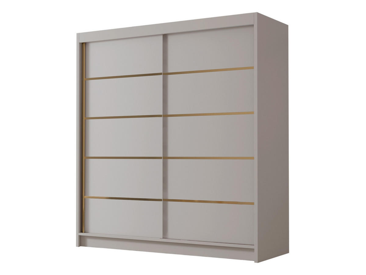 SCHIEBETÜRENSCHRANK Bali IV - Goldfarben/Naturfarben, Holzwerkstoff/Metall (180/215/58cm) - MIRJAN24