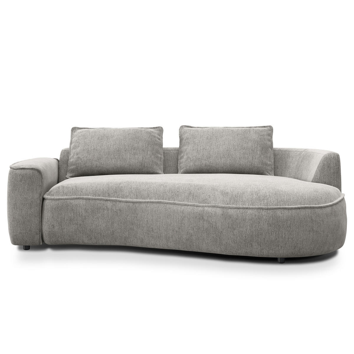 2,5-SITZER SOFA - Hellgrau/Schwarz, Kunststoff/Textil (217/82/146cm) - home24