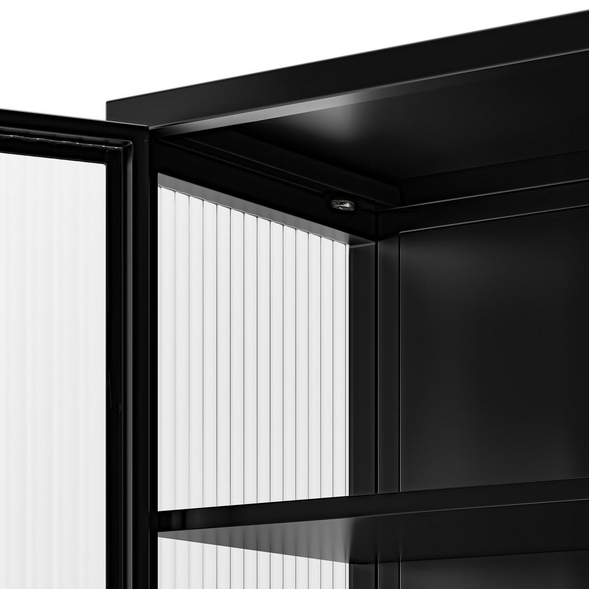 BAD-WANDSCHRANK Schwarz, 2 Glastüren & 3 Ablagen, 70 x 23 x 60 cm - Schwarz, Metall (70/60/23cm) - Urban Meuble