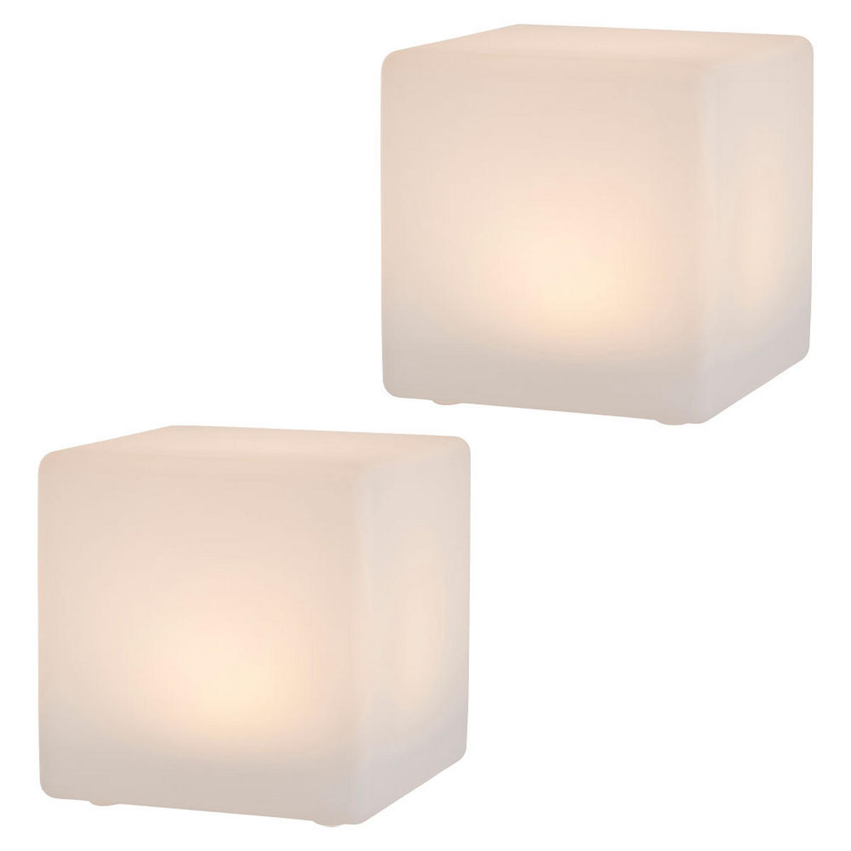 LED AUSSENLEUCHTE Solar Würfelleuchte 2er Set - Weiß, Kunststoff (20/20/21cm)