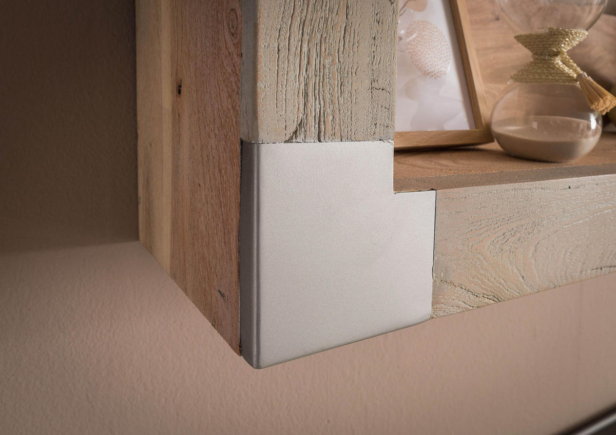 WANDREGAL Akazie 240x22x24 beige lackiert Amsterdam #124 - Beige, Holz (240/24/22cm) - Massivmoebel24