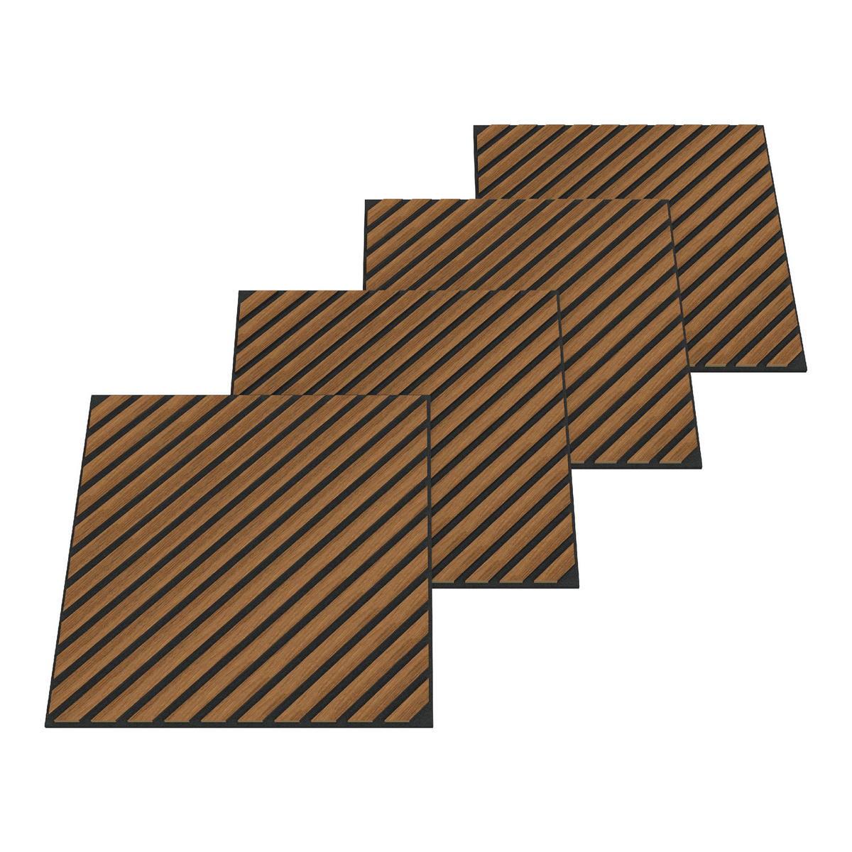 AKUSTICKÝ SET STĚNOVÝCH PANELŮ Vang 12 KS II - teaková, kompozitní dřevo/plast (60/60/2.1cm) - NEU.HOLZ