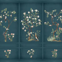 FOTOTAPETE Blumen und Vögel 318 x 280 cm - Blau, Papier (318/280cm) - Sanders & Sanders