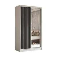 SCHWEBETÜRENSCHRANK Erika 120 cm mit Lamellen und Spiegel 2-türig, weiß, grau, Lamelle grau - Weiß/Grau, Kunststoff (120/216/51cm) - Margaret Hadas24