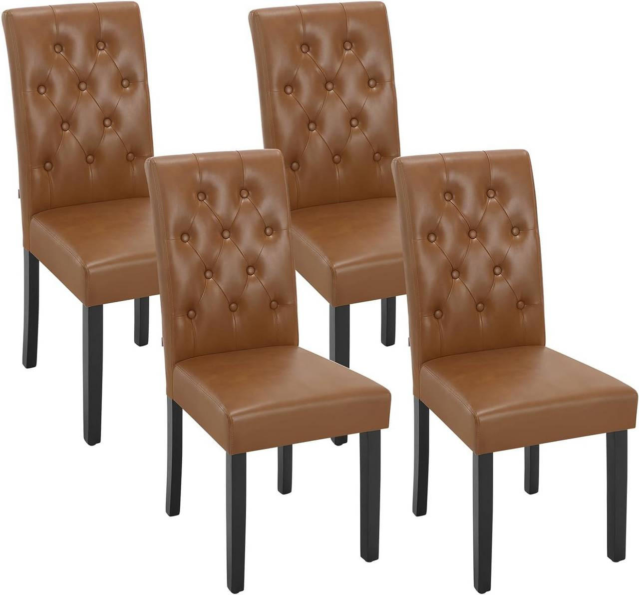 ESSZIMMERSTUHL 4er Set, Kunstleder, Holzbeinen, Braun - Schwarz/Braun, Holz/Kunststoff (44/99/59cm) - Woltu