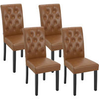 ESSZIMMERSTUHL 4er Set, Kunstleder, Holzbeinen, Braun - Schwarz/Braun, Holz/Kunststoff (44/99/59cm) - Woltu
