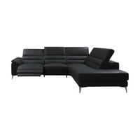 ECKSOFA Tucano Echtleder mit 1 x Relaxfunktion Schwarz - Schwarz, Leder/Metall (258/232cm)