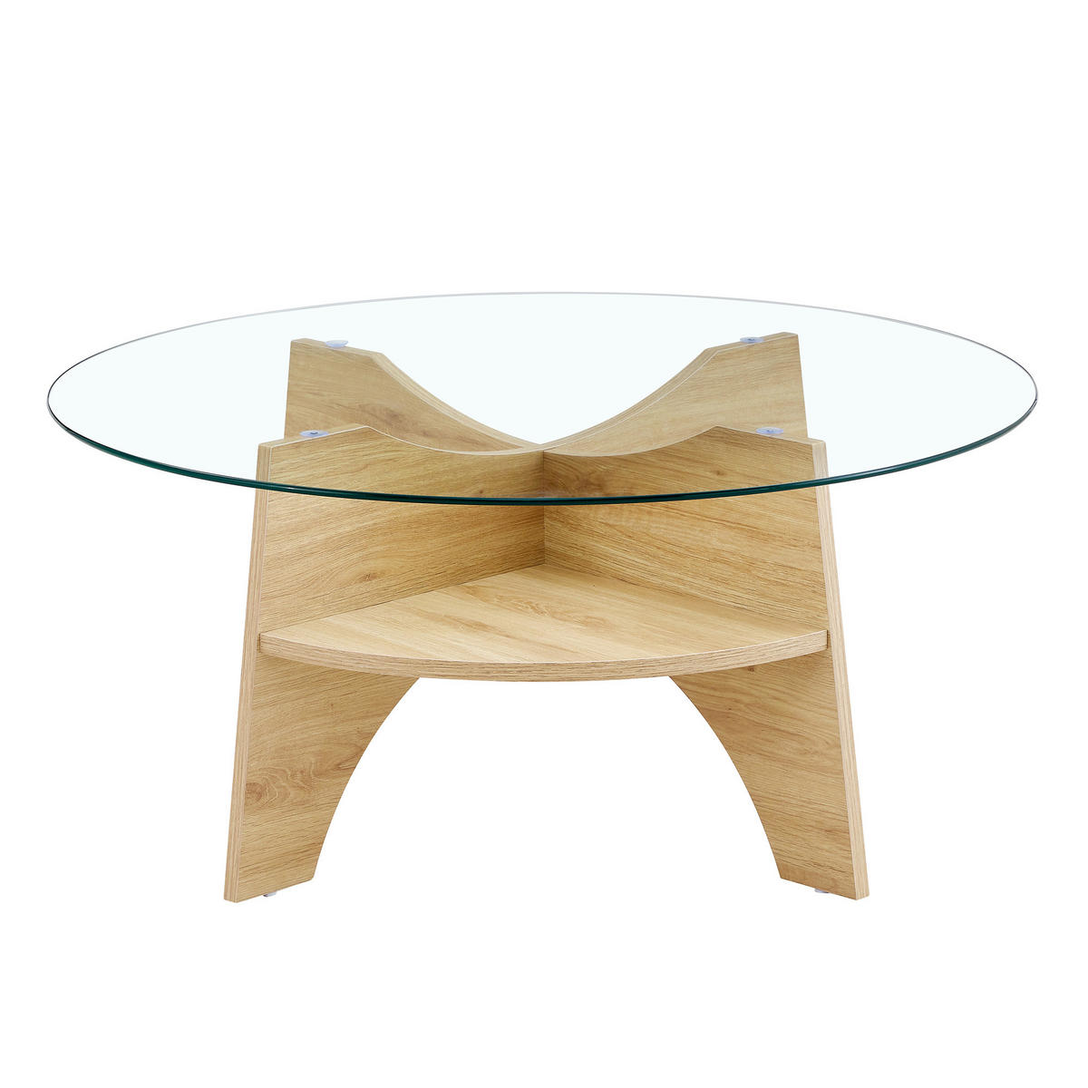 RUNDER COUCHTISCH Glas Naturholzfarbe - Naturfarben, Holzwerkstoff (80/80/36cm)