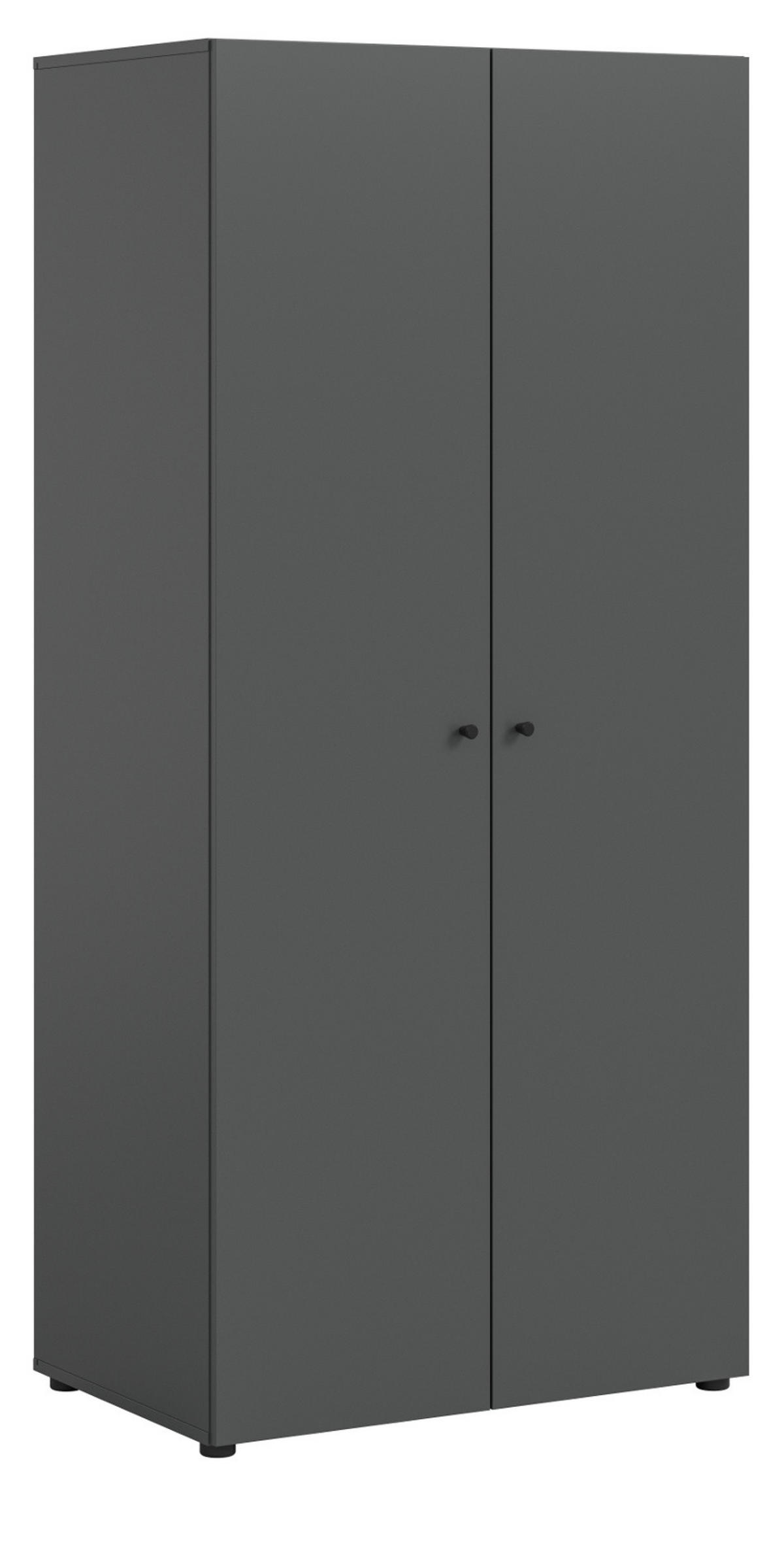 KLEIDERSCHRANK grau 2-türig 80 cm, Drehtürenschrank mit zusätzlichen Einlegeböden - Schwarz/Grau, Holzwerkstoff/Kunststoff (80/176/51cm) - Inn.Furn