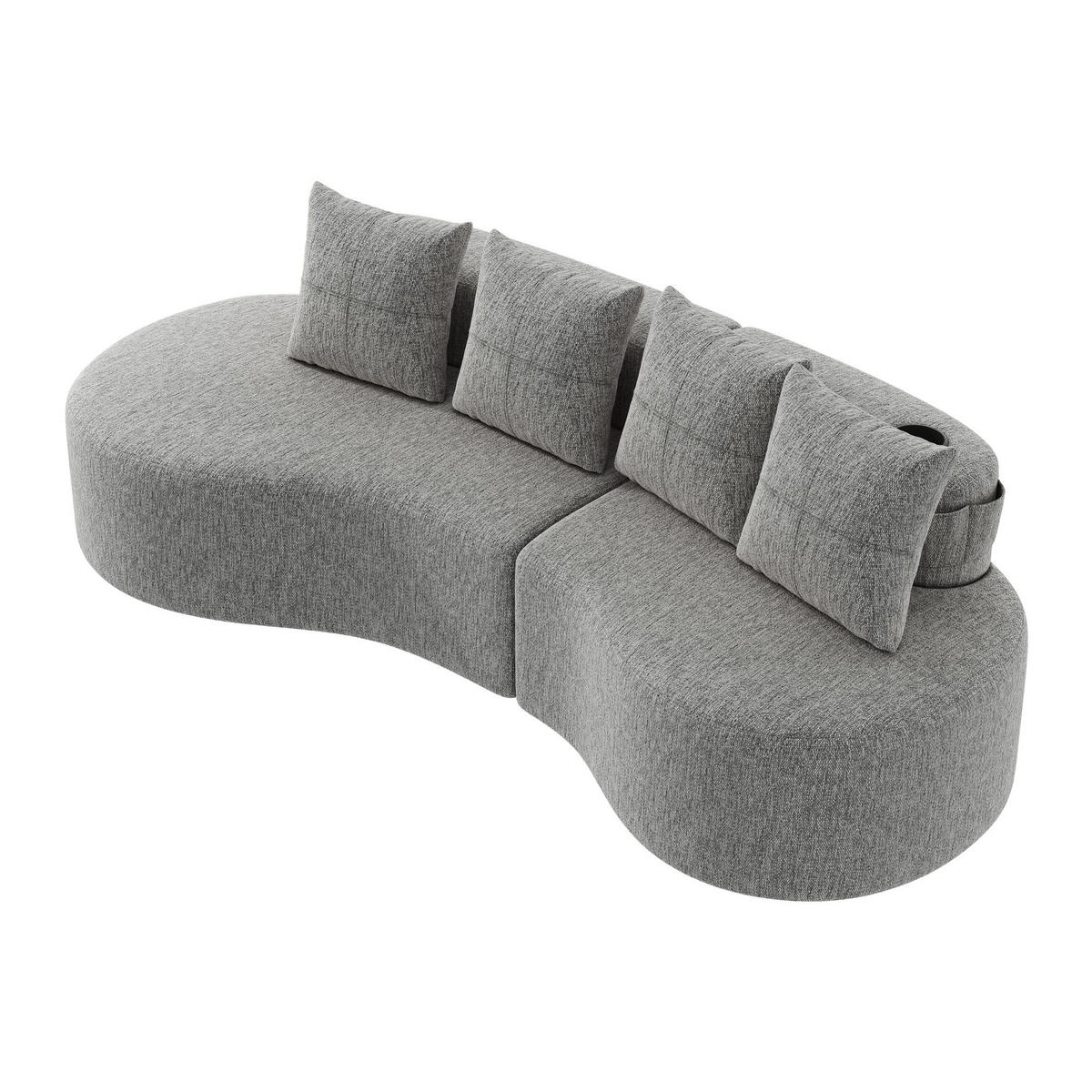 BIGSOFA Loungesofa,3er-Sofa,reich gepolstert,Leinenstoff,Hellgrau - Hellgrau, Textil (240/63/109cm) - LVHOM