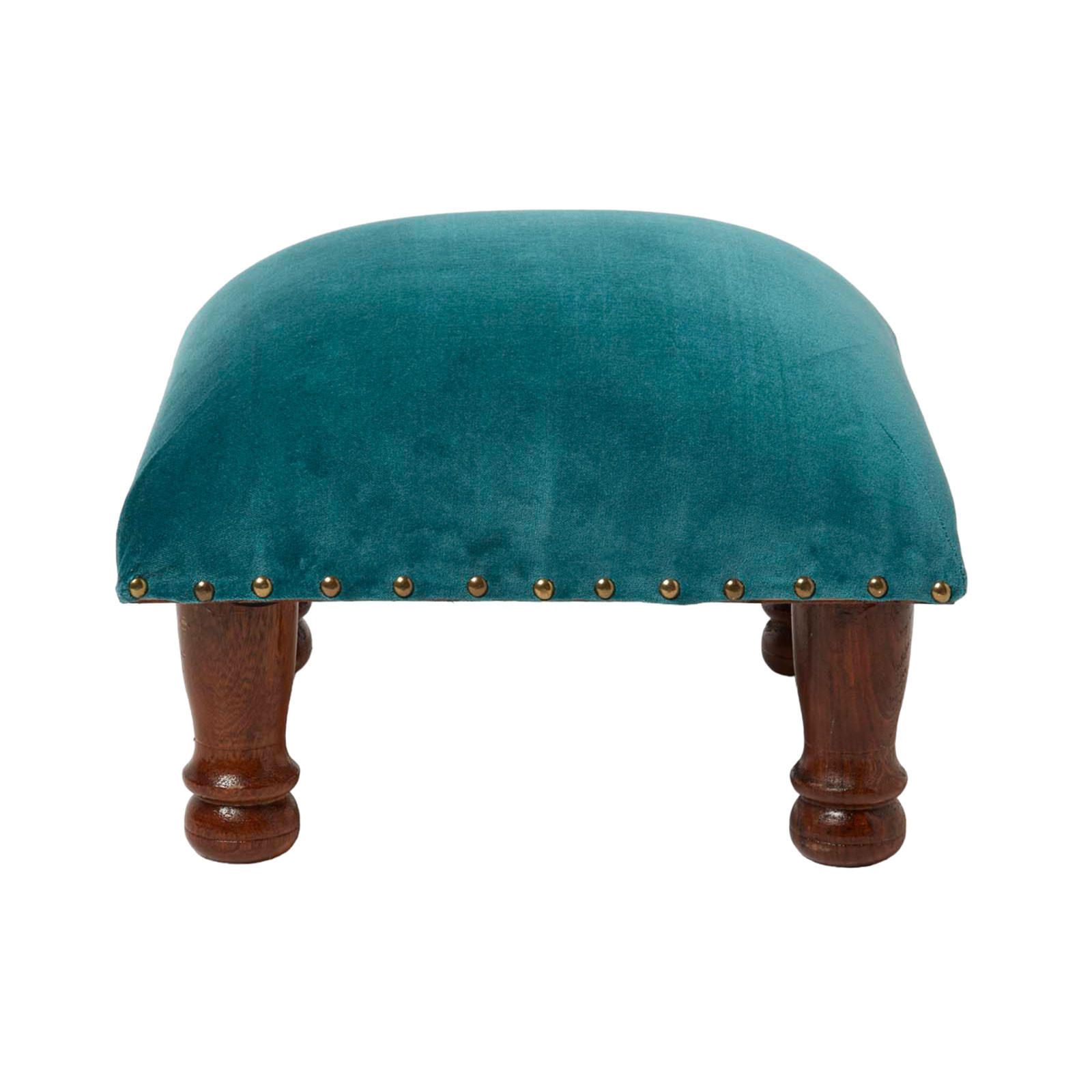 SAMT-HOCKER Mable, petrolgrün mit Holzbeinen, 40/40/25 cm - Grün, Textil (40/25/40cm) - Homescapes