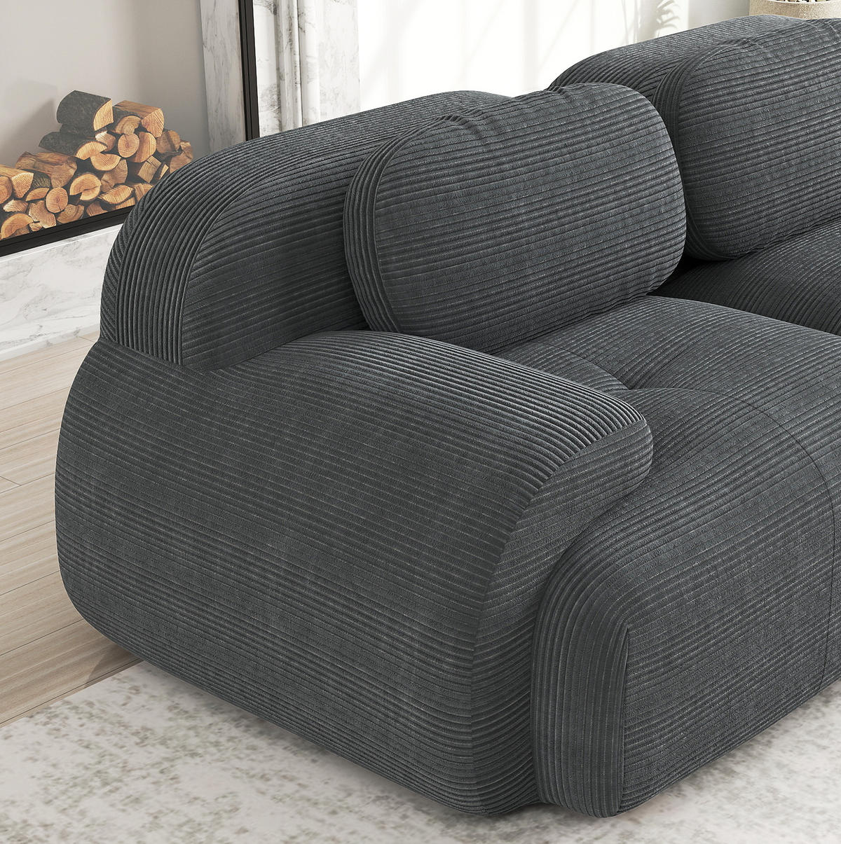 SOFA modulares Ecksofa Cord Grey - Grau, Kunststoff (103/75/298cm) - Meubliv
