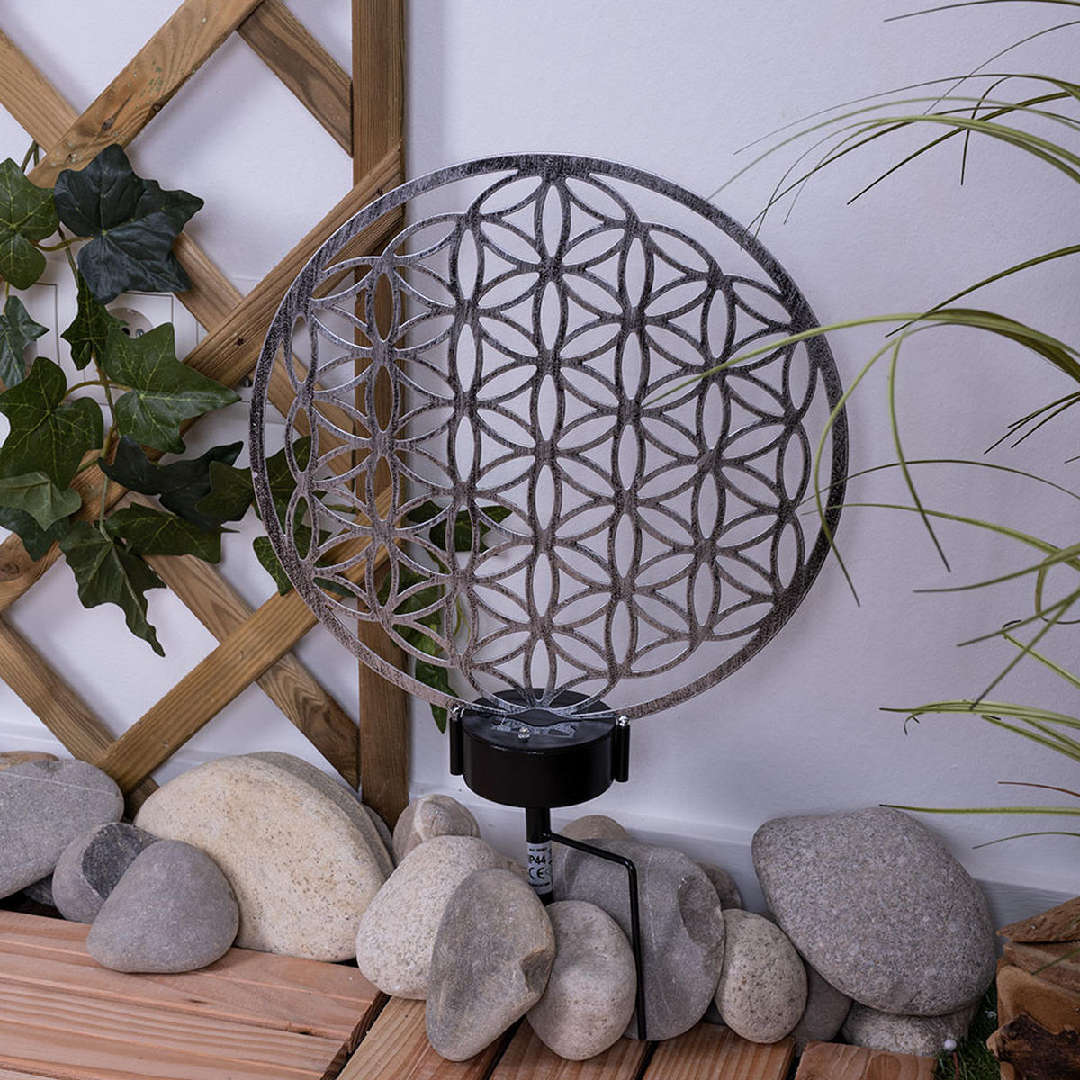 LED AUSSENLEUCHTE Solarleuchte Silber Schwarz Antik - Silberfarben, Metall (30/10/41cm) - Globo Lighting