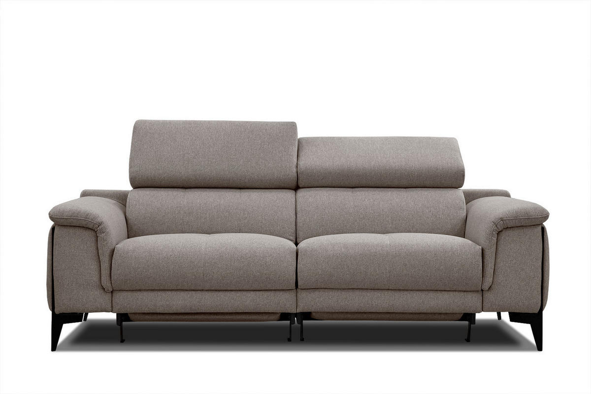 RELAXSOFA MATERA 3-Sitzer mit 2 Relaxfunktionen, taupe - Taupe/Schwarz, Holzwerkstoff/Textil (212/82/103cm) - Courtois Laville