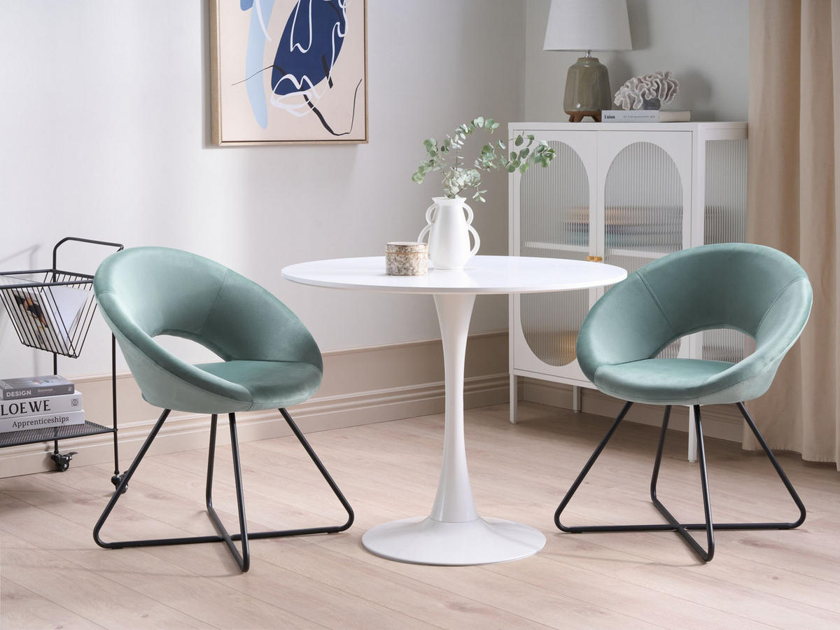 SESSEL Samtstoff Grün Rachel - Grün, Textil/Metall (65/77/57cm) - Beliani