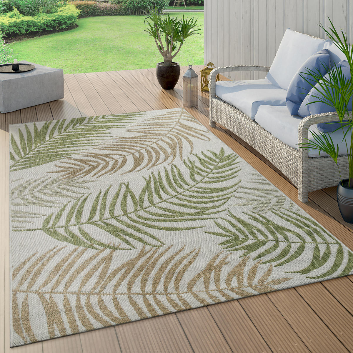 OUTDOORTEPPICH 60/100 cm Kuba 123 - Grün, Textil (60/100cm) - Paco Home