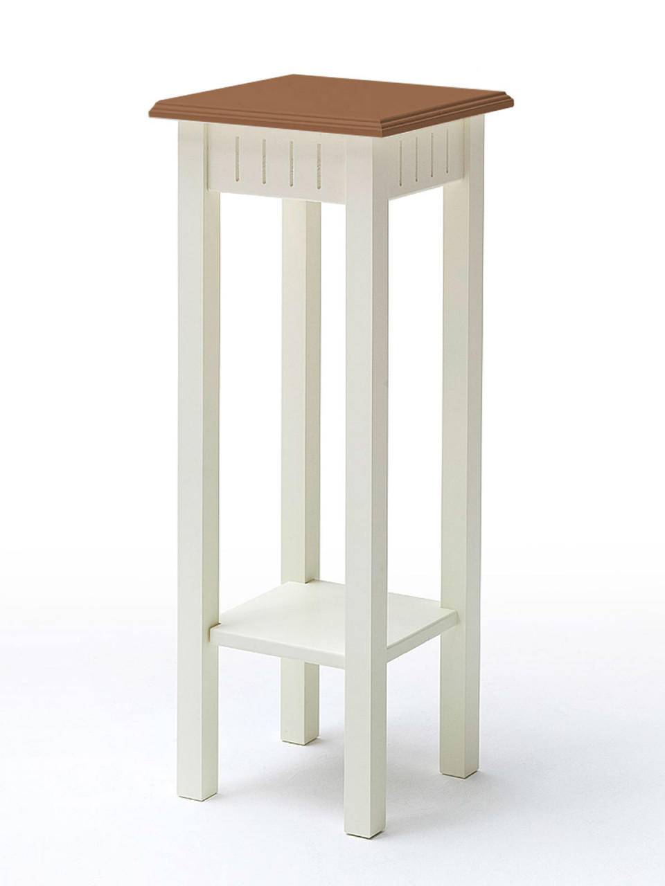 BLUMENSÄULE Novara - Weiß/Braun, Holz (30/30/40cm) - Casamia Massive Möbel