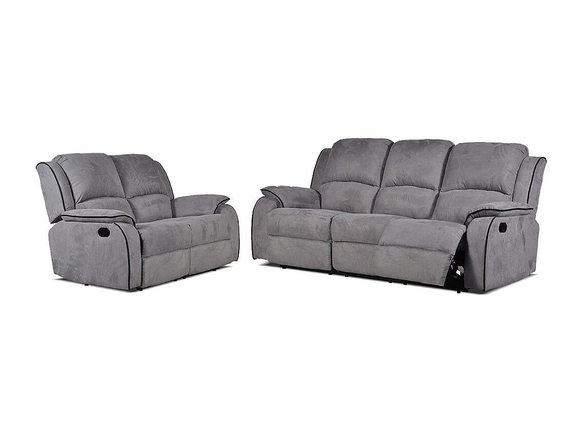 COUCHGARNITUR - 5 Personen - stoff - grau Hernani - Grau, Kunststoff/Textil (158/99/96cm) - Vente-Unique