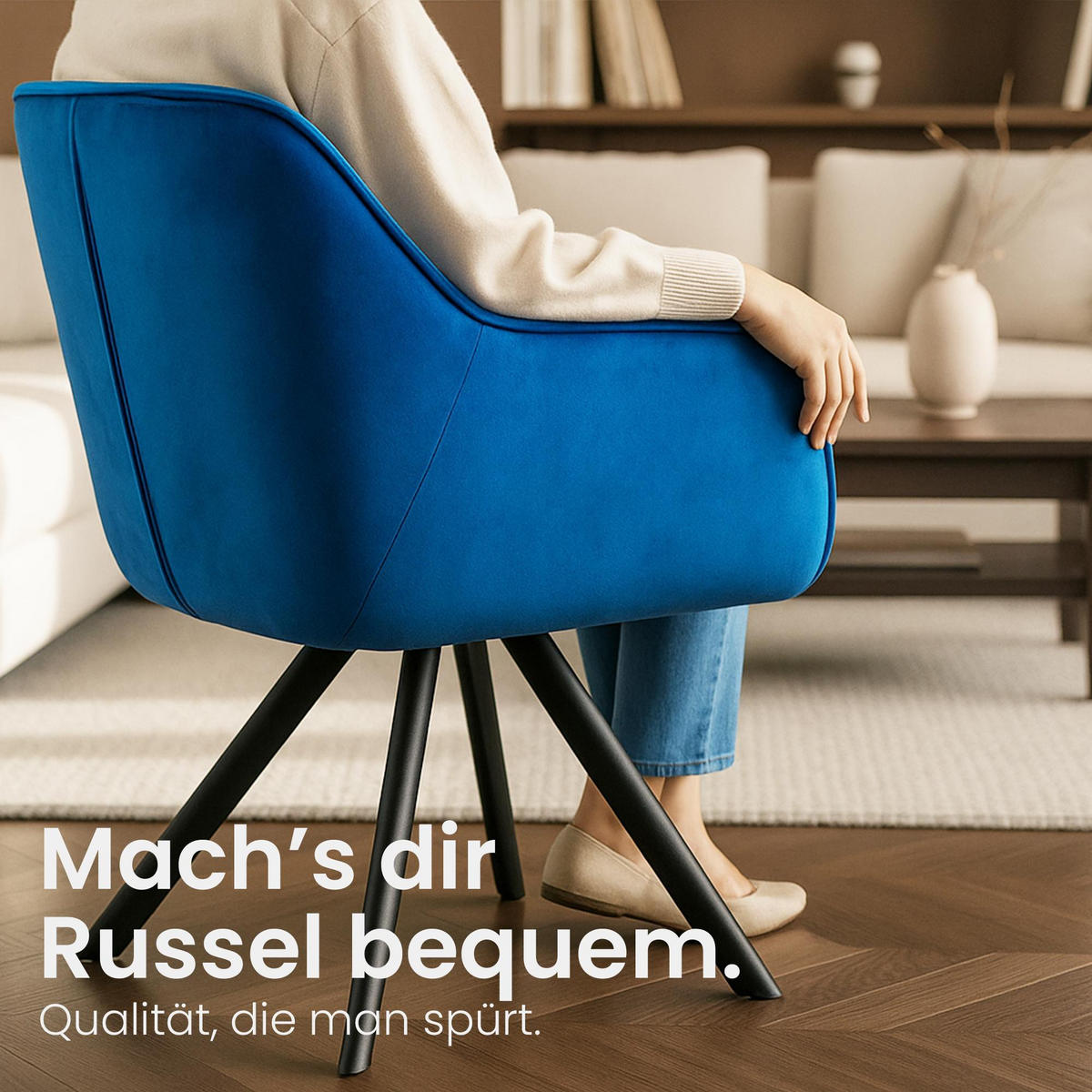 ARMLEHNENSTUHL Samt Blau - Blau/Schwarz, Textil/Metall (57/90/63cm) - CLP