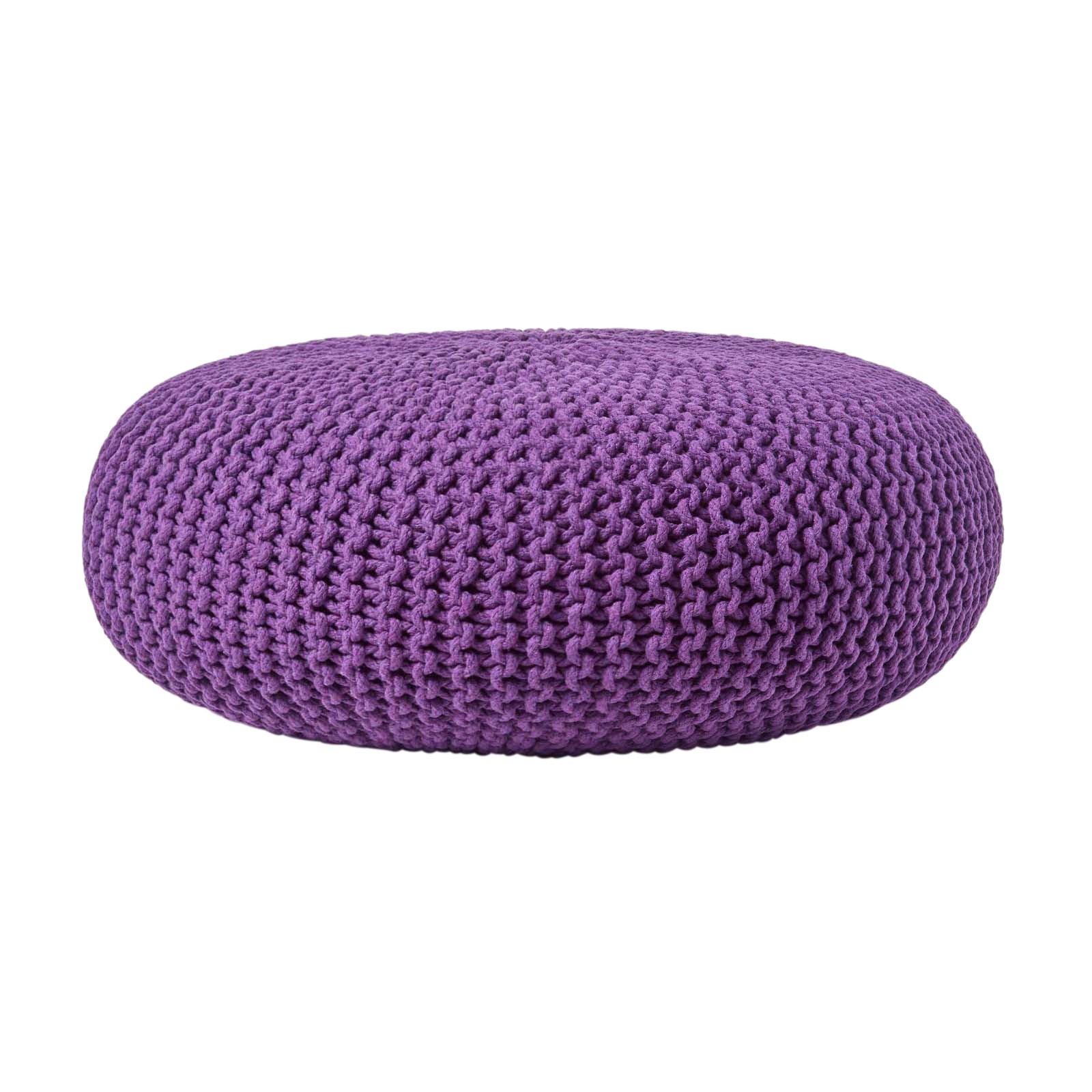 Homescapes Strick-Pouf Violett 70x23x70 cm