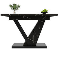 JÍDELNÍ stůl 120-160/75/75,5 cm černý z MDF a kovu rozkládací s mramorovým dekorem - černá, kompozitní dřevo (160/75/75.5cm) - OKWISH