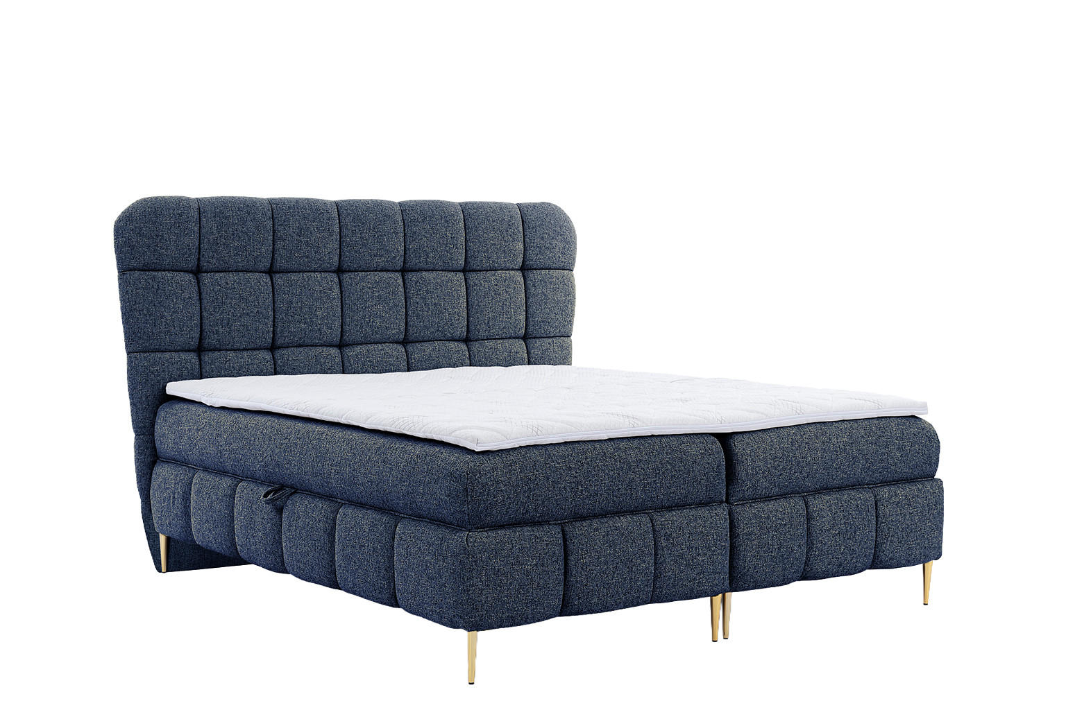 BOXBETT Mit Zwei Bettkasten, Stoff Corbett, Marineblau, 180x200 cm, LOLLY - Dunkelblau, Holz (180/200cm) - Kaiser Möbel