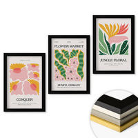 WANDBILDER 3er-Set - 20x30 cm Schwarzer Rahmen - Blumen und Blätter – moderne Poster - Schwarz, Kunststoff (20/30cm) - ArtPrintCave