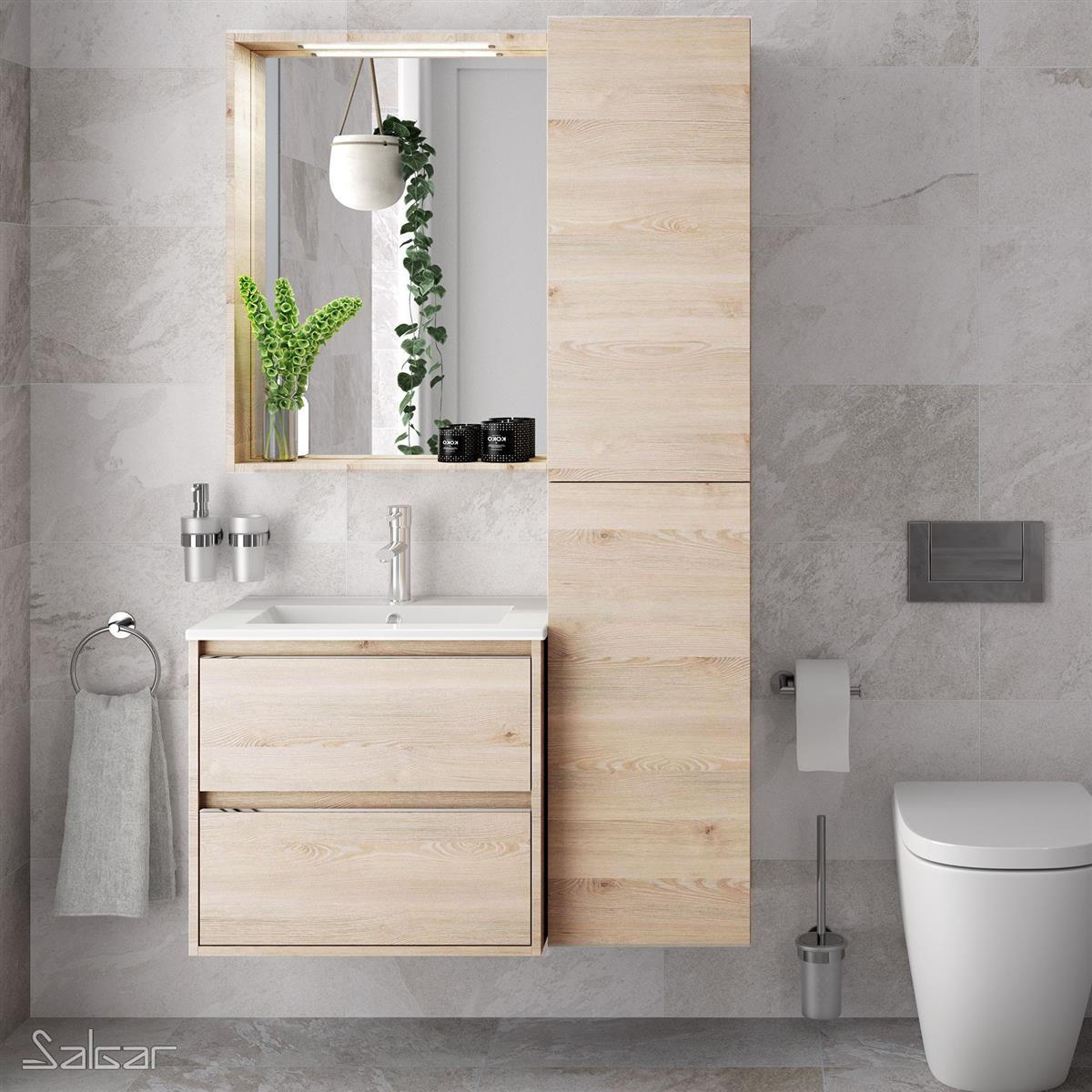 HOCHSCHRANK ALLIANCE 1600 mit 2 Türen Nature - Naturfarben, Glas/Holz (35/160/35cm) - Salgar