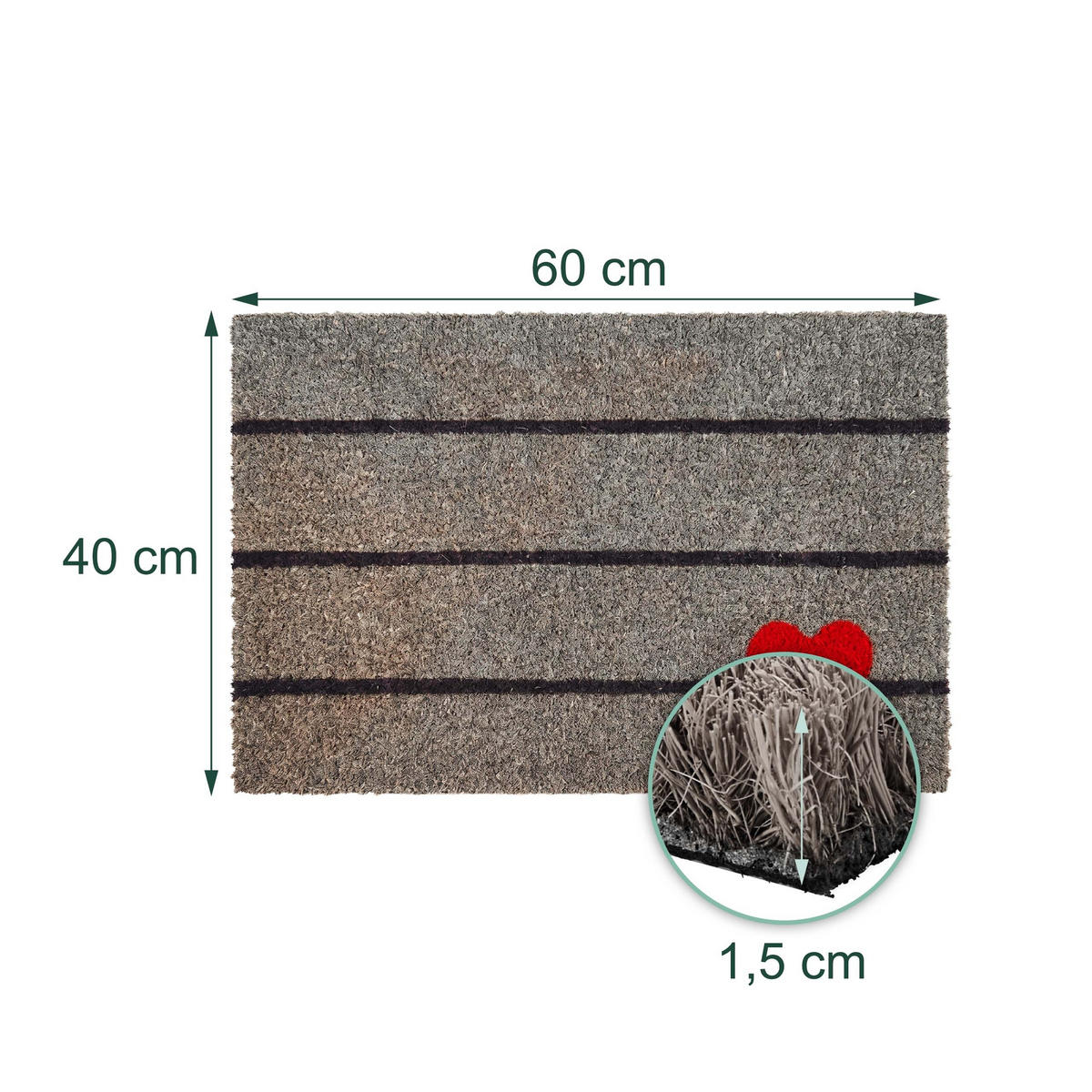 ROHOŽ - sivá, textil/plast (60/40cm) - Relaxdays