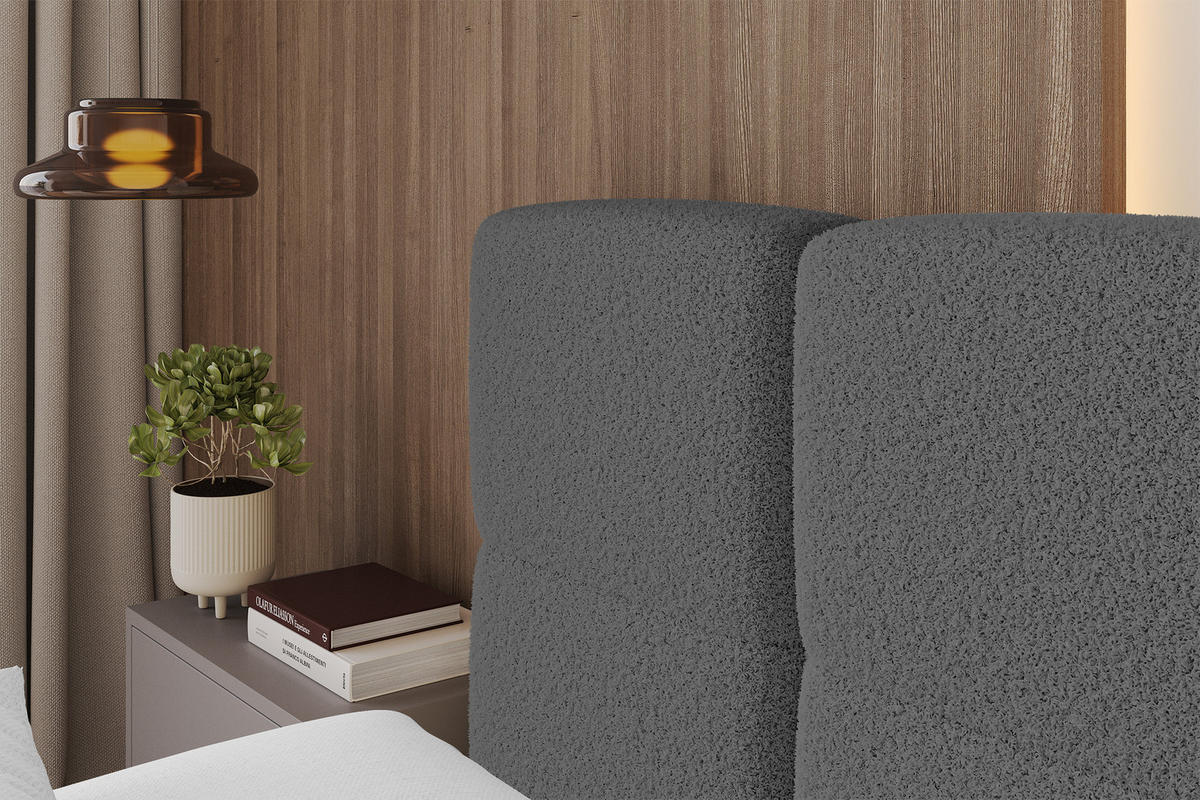 POLSTERBETT mit Bettkasten und Lattenrost mit Kopfteil, Boxbett ohne Matratze, mit Stauraum - NATA 160x200 Grau - Grau, Holzwerkstoff/Textil (160/200cm) - ALTDECOR