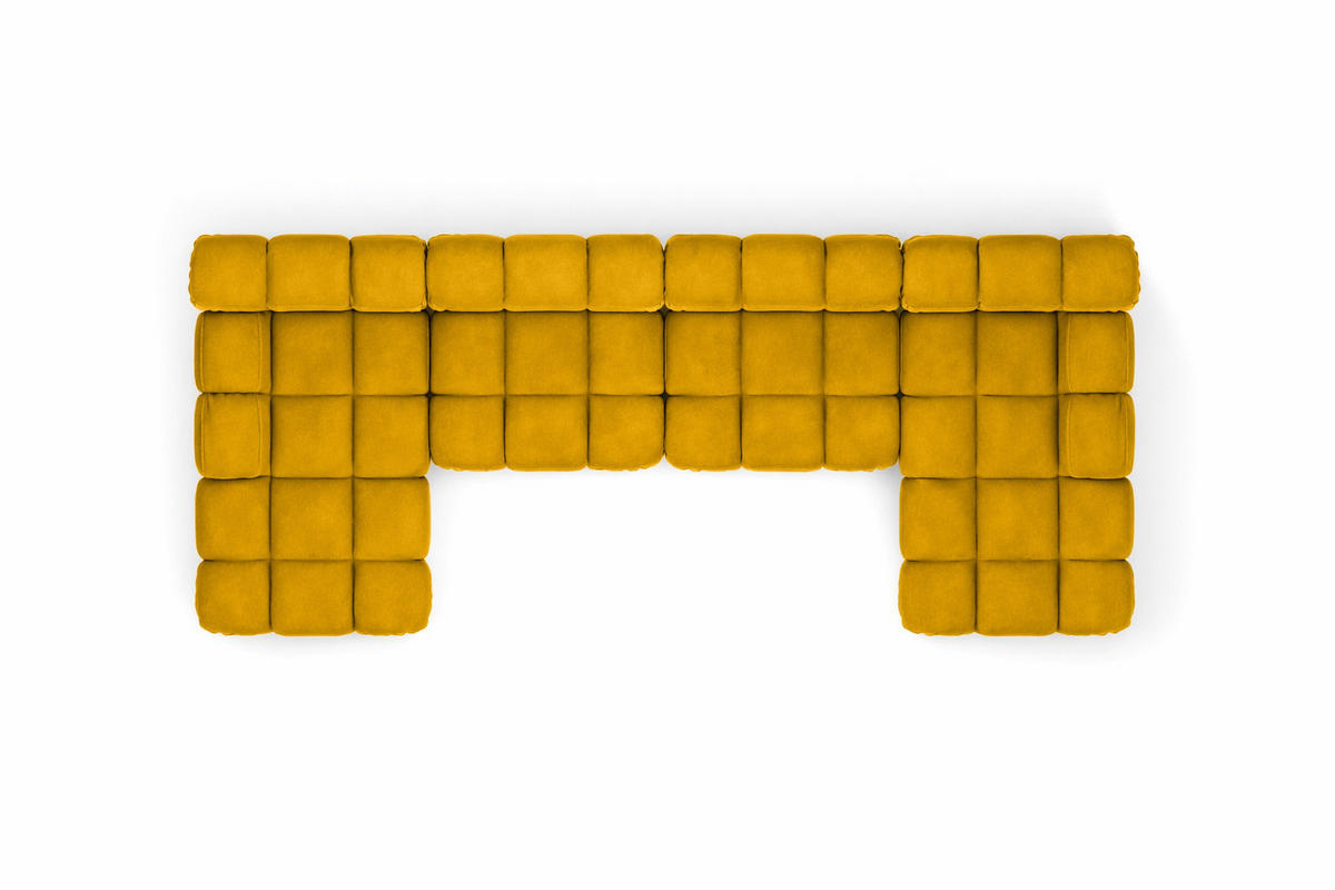 ECKSOFA U-Form XL, Stoff Velours Salvador, Gelb, Selia U XL - Gelb, Holz (380/70/160cm) - Kaiser Möbel