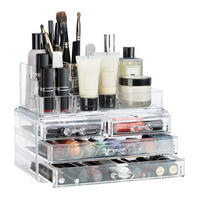 MAKEUP Organizer - Transparent, Kunststoff (23.5/19/14cm) - Relaxdays