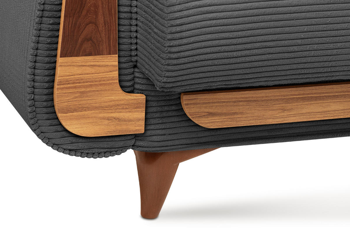 3-SITZER-SCHLAFSOFA GUSTAVO II mit Armlehnen, Dunkelgrau - Dunkelgrau, Holz/Holzwerkstoff (230/98/98cm) - KONSIMO®