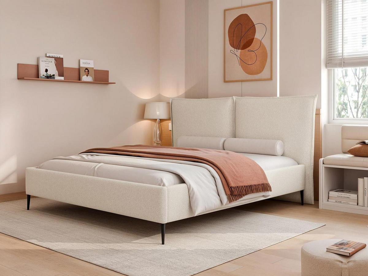 POLSTERBETT metallrahmen creme 200x200 ORION - Creme, Holzwerkstoff (220/200cm) - Compleo24