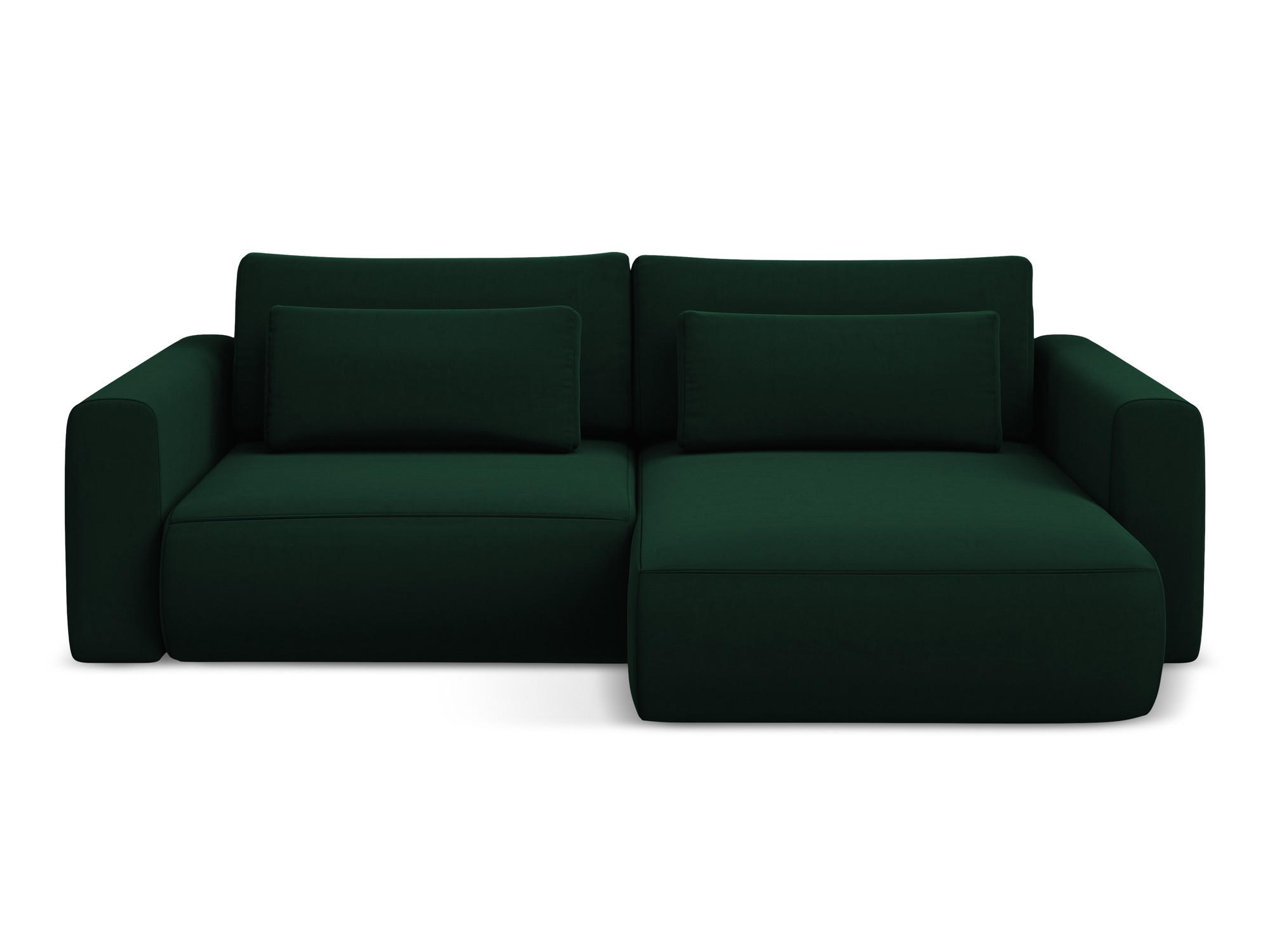ECKSOFA mit Schlaffunktion Samt Stoff Grün - Dunkelgrün/Schwarz, Kunststoff/Textil (240/149cm) - Makamii