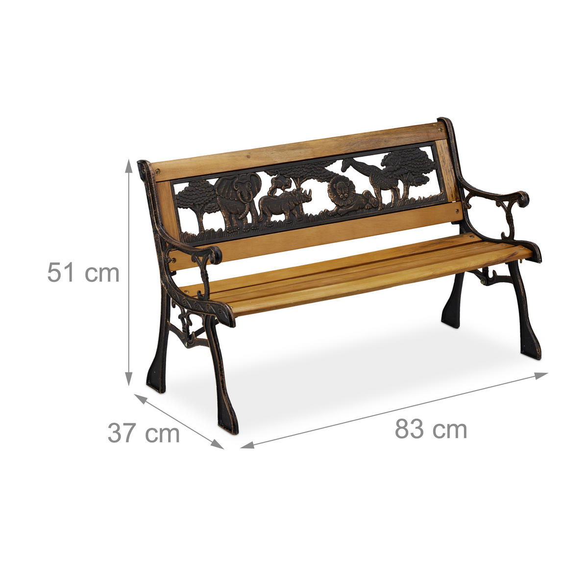KINDER Gartenbank - Multicolor, Holz/Kunststoff (83/51/37cm) - Relaxdays