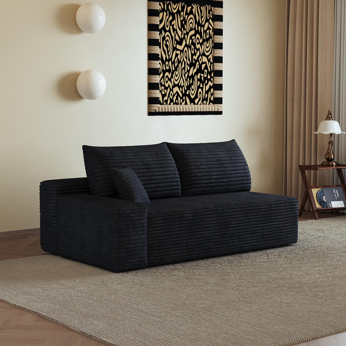 SOFAELEMENT DE-34721 linke Chaiselongue Schwarz - Schwarz, Textil (95/83/175cm) - ComfortXL