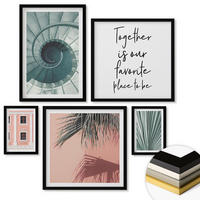 WANDBILDER 5er-Set - 50x50 cm & 20x30 cm & 40x60 cm Schwarzer Rahmen - Architektur-Pastellmuster - Schwarz, Kunststoff (40/60cm) - ArtPrintCave