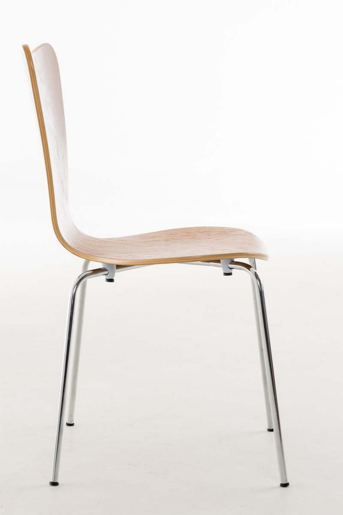 BESUCHERSTUHL Calisso mit Holzsitz und Metallgestell, Farbe: Eiche - Chromfarben/Eichefarben, Holz/Metall (42/85/47cm) - TPFLiving
