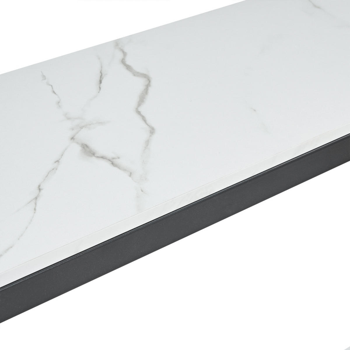 KONSOLENTISCH DE-37416 2-etagig mit Marmoroptik Schwarz - Schwarz, Metall (124/34/80cm) - ComfortXL