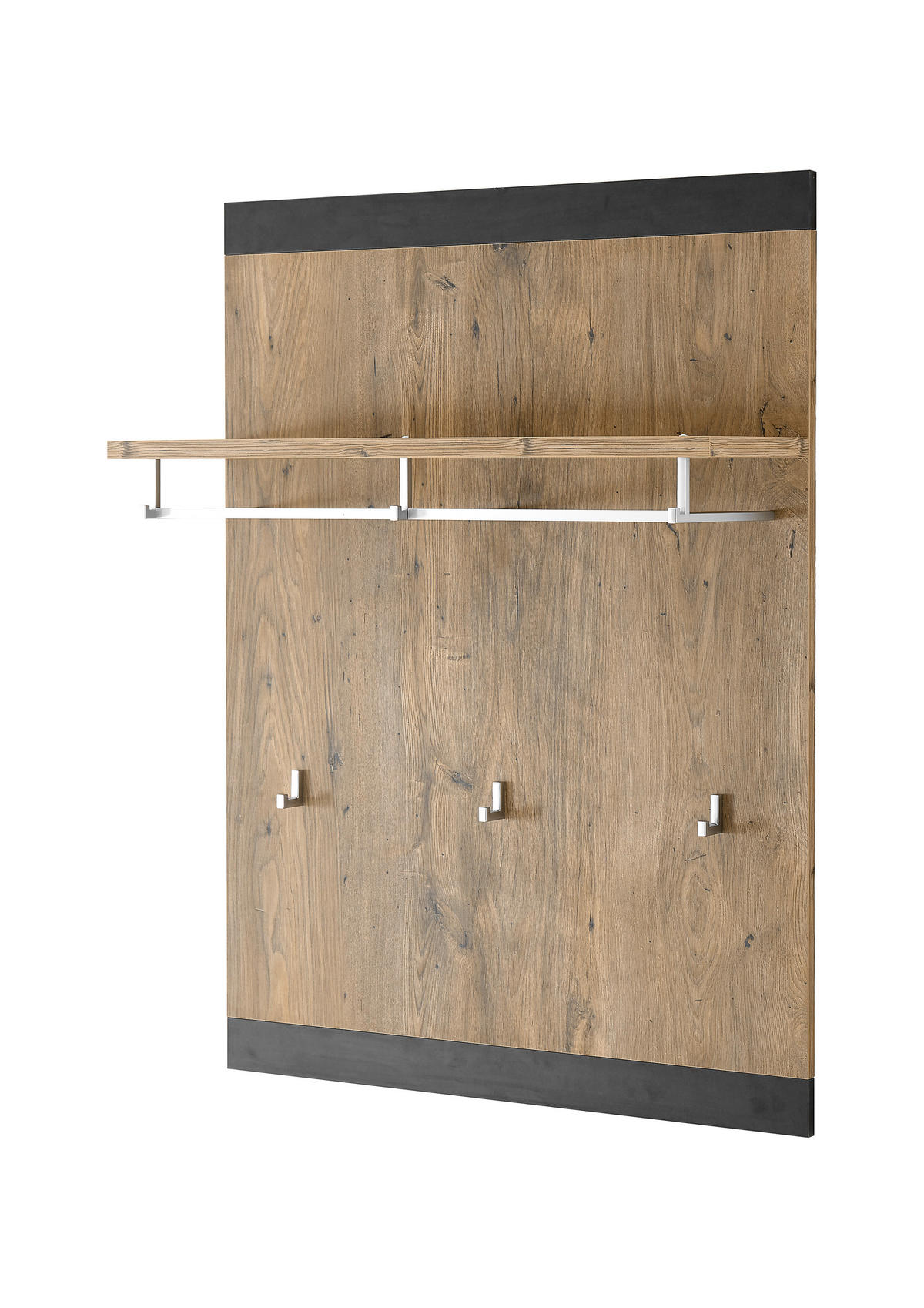 GARDEROBENPANEEL I11 Kastanie & Fresko 80/107/25 cm mit Garderobenstange - Grau, Holzwerkstoff (80/107/25cm) - Livojo