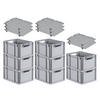 EUROBOX 8x Nextgen Economy Mit Auflagedeckel Grau/Schwarz Griffe Offen 20 Liter - Schwarz, Kunststoff (30/22/40cm) - PROREGAL