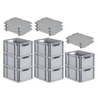 EUROBOX 8x Nextgen Economy Mit Auflagedeckel Grau/Schwarz Griffe Offen 20 Liter - Schwarz, Kunststoff (30/22/40cm) - PROREGAL