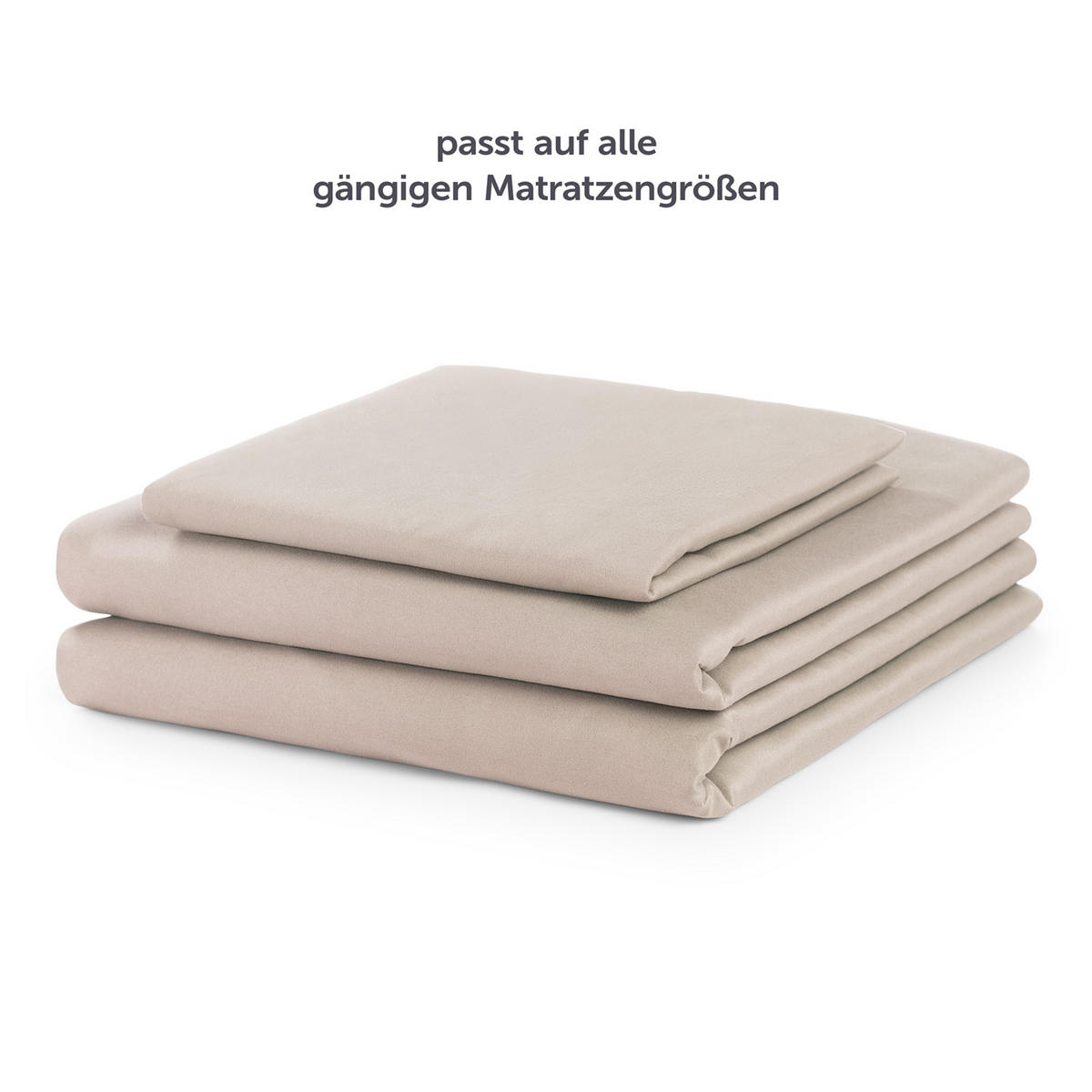 BETTLAKEN 3er Set - Spannbettlaken 90x190x30cm 1X Kissenbezug 50x80cm - Taupe - Beige, Textil (90/190cm)