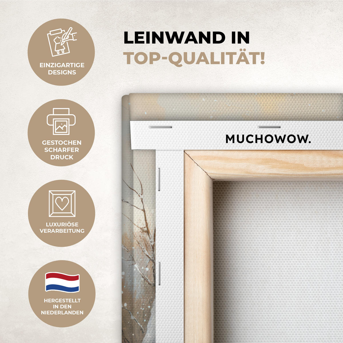 LEINWANDBILD Weihnachten - Zuhause - Winter - Schnee 30x40 cm - Creme, Textil (30/40cm) - MuchoWow