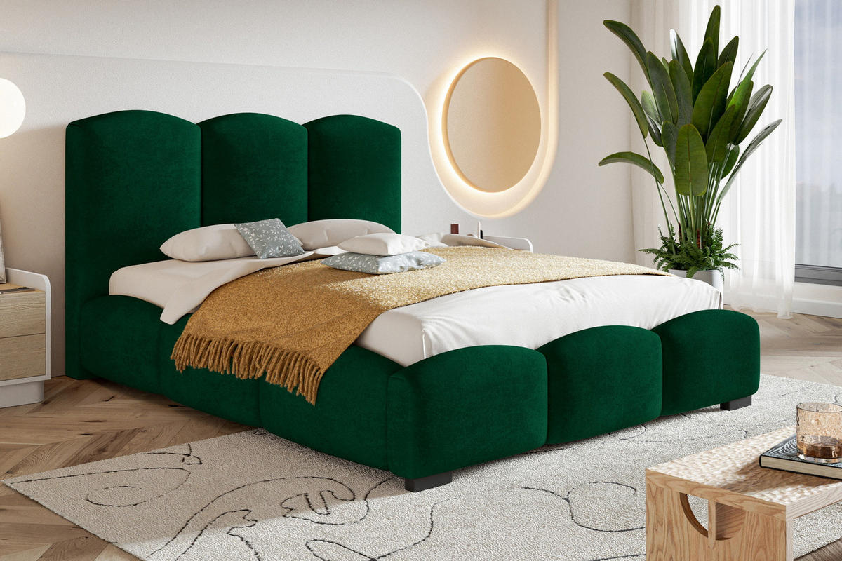 POLSTERBETT 200x200 cm Roma, Bettkasten, Lattenrost, Grün - Grün, Holz/Textil (200/200cm) - Emporius